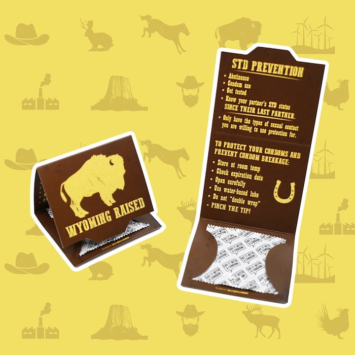(Photo courtesy of Converse County Public Health) A condom wrapper design that was featured as part of a safe sex campaign in Converse County, Wy.