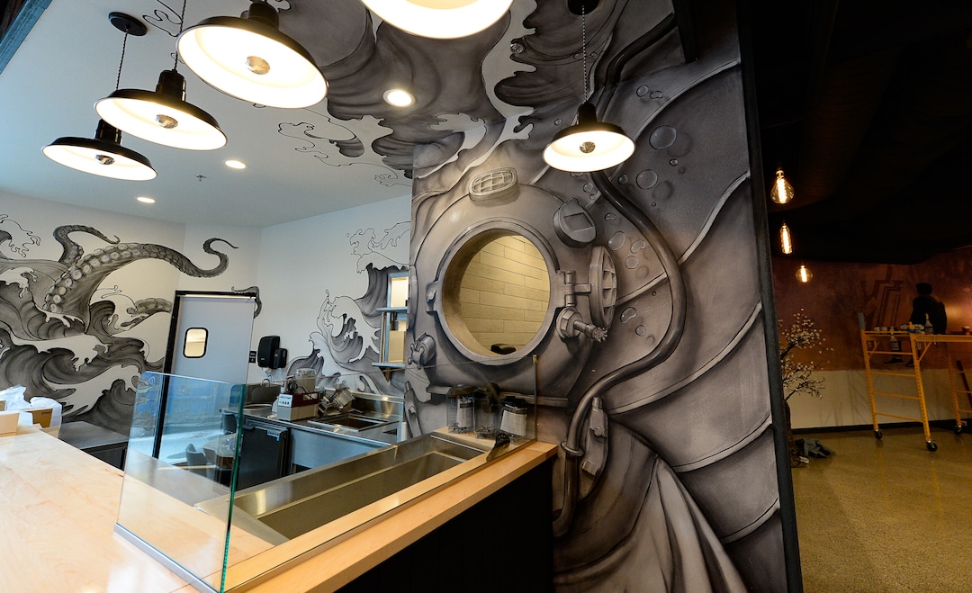 (Francisco Kjolseth  |  The Salt Lake Tribune)  Work by artist Donovan Fitzgerald is featured in a new food hall at The Gateway
