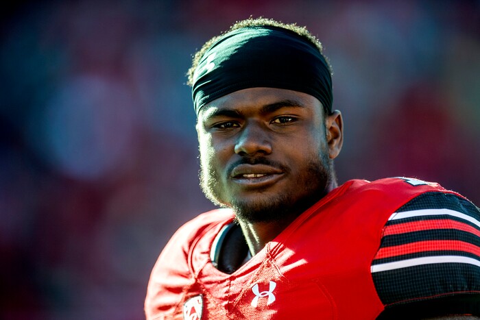 (Chris Detrick  |  The Salt Lake Tribune)  Utah Utes quarterback Tyler Huntley (1) during the game at Rice-Eccles Stadium Saturday, October 21, 2017.  Arizona State Sun Devils defeated Utah Utes 30-10.