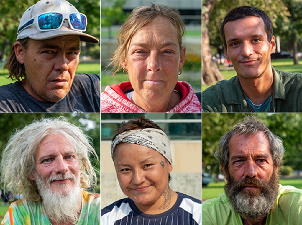 (Rachel Molenda  |  The Salt Lake Tribune)  We asked six homeless people in Salt Lake City to photograph their lives and tell us about why they photographed what they did. Clockwise from left, Brad Jensen, Tracy Meunchow, Trevor Peebles, Chris Coons, Adregian Little and Larry "Wolf" Wynn.