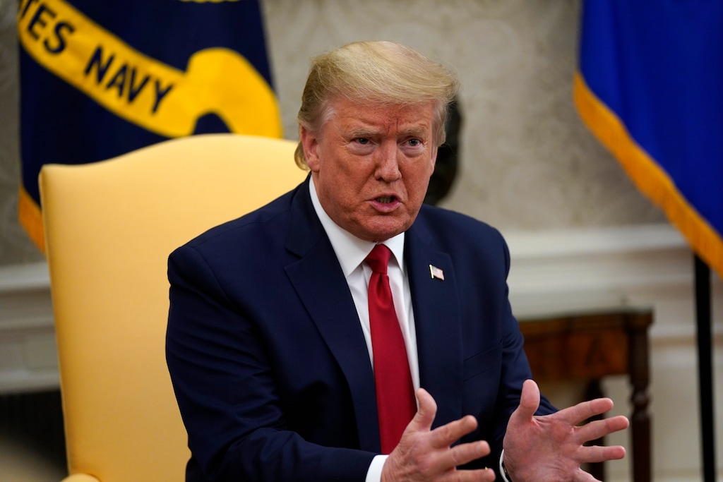 (Evan Vucci | AP file photo)

In this May 7 photo, President Donald Trump speaks during a meeting about the coronavirus response in the Oval Office of the White House in Washington.
