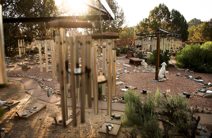 Leah Hogsten  |  The Salt Lake Tribune
Angels Rest is a three-acre cemetery for some 5,000 ÒplacementsÓ of dogs, cats, pigs, guinea pigs, birds and more features memorials of all kinds including wind chimes, painted rocks and personal effects. 
 Best Friends saves thousands of animals every year as the nation's largest no-kill sanctuary, encompassing some 3,700 acres about 5 miles outside Kanab.
