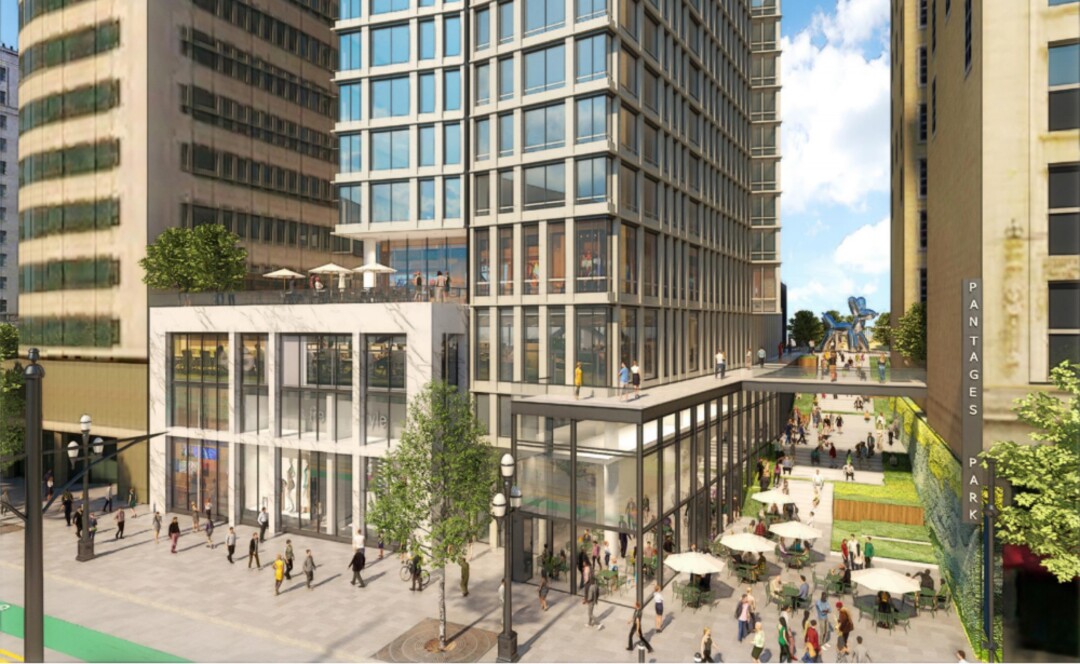 (Renderings courtesy of Salt Lake City Redevelopment Agency) Faced with prohibitive costs of completely renovating Utah Theater, city officials are now considering a proposal to redevelop the Main Street site with a mixed-use skyscraper at least 30 stories high, with affordable housing, a public green space, parking structure and reuse of key elements from the history theater. A view from Main Street of the project's proposed mid-block walkway.