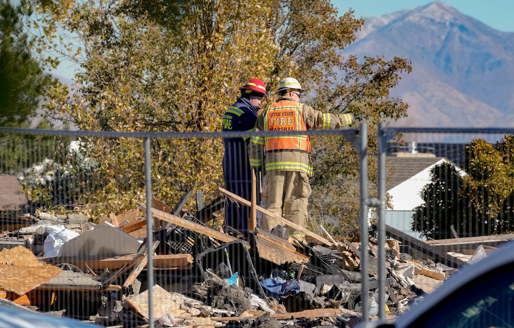 (Francisco Kjolseth | The Salt Lake Tribune) The Utah state fire marshal overlooks a leveled home in the area of 10500 S. and 3200 West in South Jordan on Thursday, Nov. 7, 2024, following an explosion on Wednesday afternoon that left one person dead.