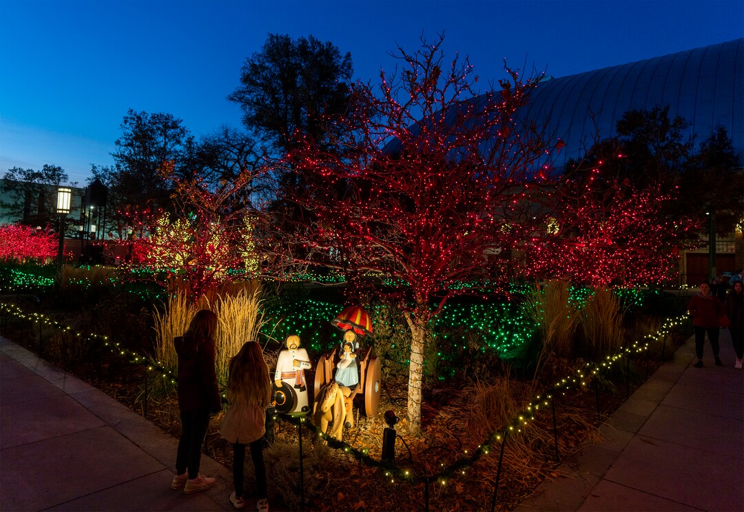 (Rick Egan | The Salt Lake Tribune) Visitors look at the lights on Temple Square, on Friday, Nov. 25, 2022.