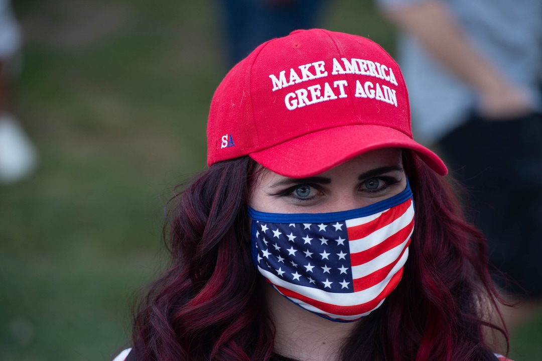 (Francisco Kjolseth  |  The Salt Lake Tribune) Sarah Clark joins supporters of President Donald Trump as they rally near Kingsbury Hall on the University of Utah campus in Salt Lake City on Wednesday, Oct. 7, 2020, during the vice presidential debate.