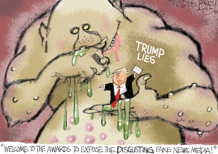 This Pat Bagley cartoon appears in The Salt Lake Tribune on Tuesday, Jan. 9, 2018.