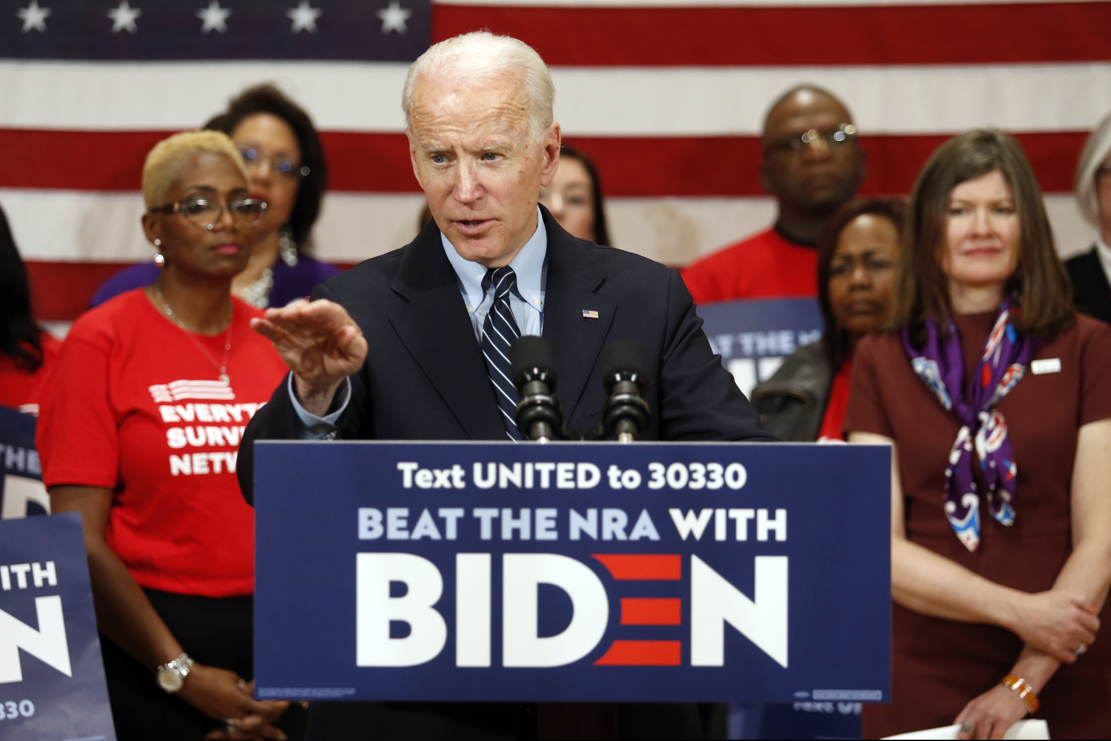 Democratic presidential candidate former Vice President Joe Biden speaks at a campaign event in Columbus, Ohio, Tuesday, March 10, 2020. (AP Photo/Paul Vernon)