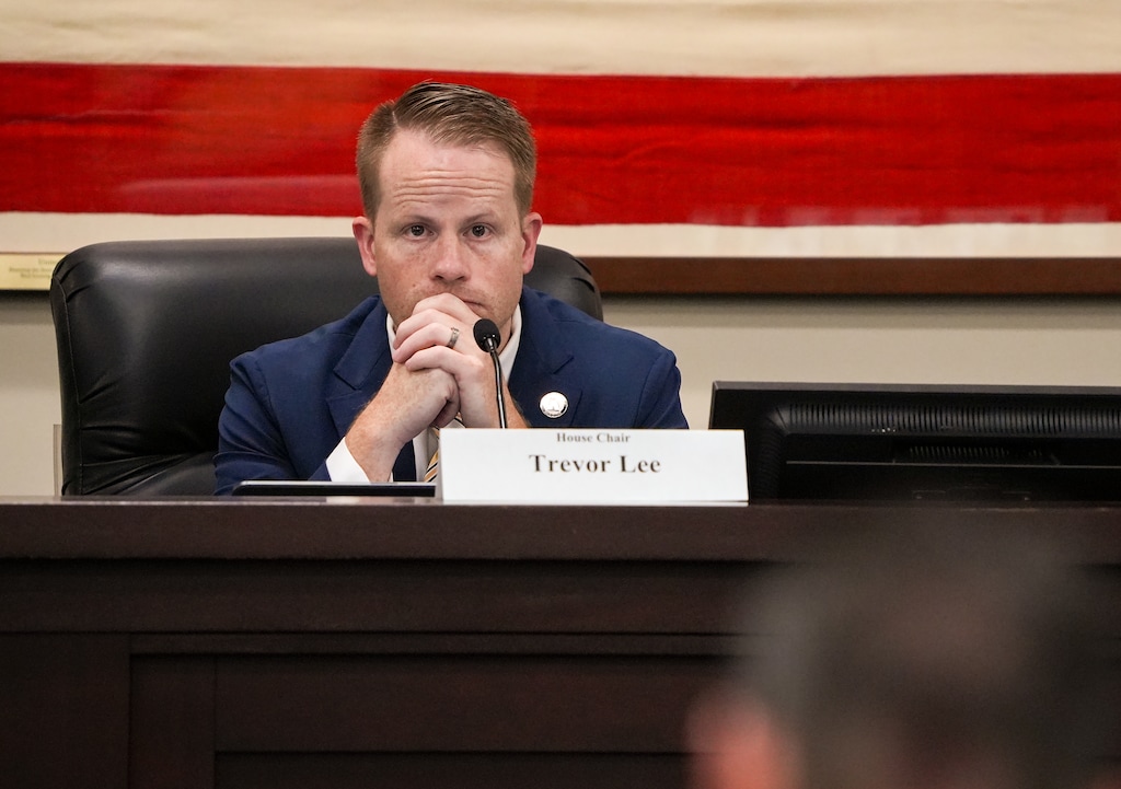 (Chris Samuels | The Salt Lake Tribune) Rep. Trevor Lee, R-Layton, during a meeting of the Rules Review and General Oversight Committee at the Capitol in Salt Lake City, Thursday, Oct. 16, 2025.