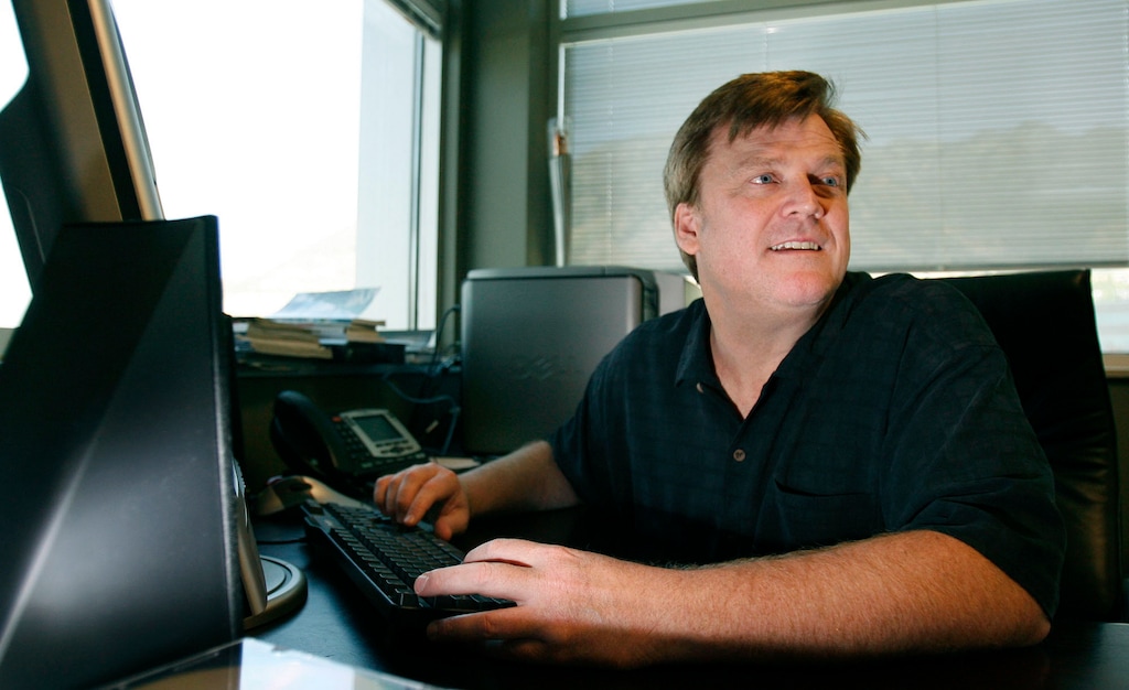 (Steve Griffin | Tribune file photo) Patrick Byrne, chief executive of Overstock.com, works in his office in Cottonwood Heights Thursday, July 31, 2008.