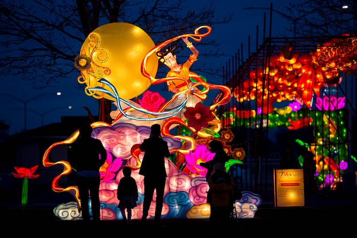 (Trent Nelson | The Salt Lake Tribune)  Dragon Lights SLC, opening March 23 at the Utah State Fairpark, includes 39 custom-built illuminated exhibits, traditional Chinese handicrafts, dance and acrobatic performances, and a variety of Chinese food and traditional fair food and beverages.
