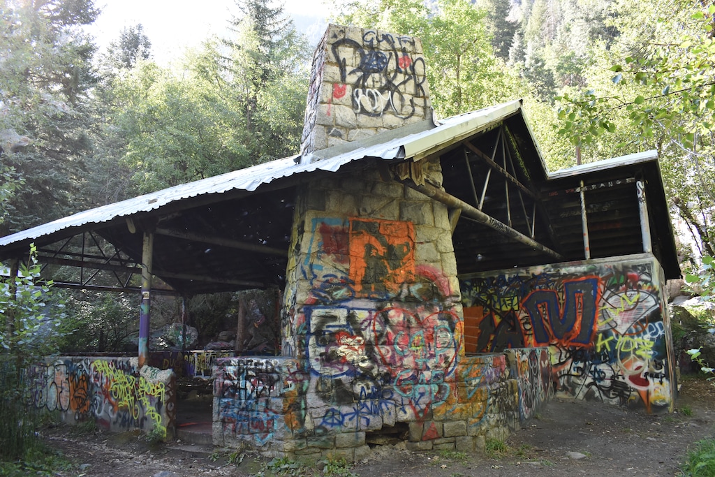 Courtesy photo U.S. Forest Service. Before it was removed last year, this pavilion in Little Cottonwood Canyon was a favorite venue for taggers who covered it and surrounding granite boulders with graffiti. Community groups are coming together to address the vandalism and litter plaguing the natural and historic area at the mouth of the scenic canyon where Salt Lake County residents get their drinking water and enjoy nature.