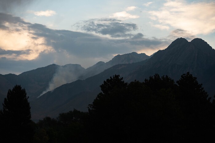(Francisco Kjolseth  |  The Salt Lake Tribune) Crews battle a fire in Neffs Canyon on the north side of Mount Olympus on Tuesday, Sept, 22, 2020, that started the night before.