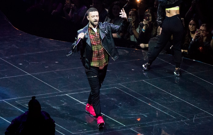 (Rick Egan  |  The Salt Lake Tribune)   Justin Timberlake performs at Vivint Smarthome Arena in Salt Lake City, Thursday, April 12, 2018.