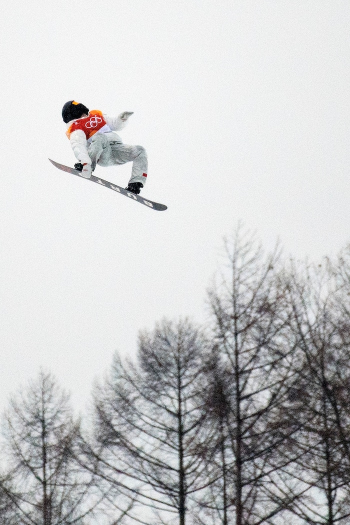 (Chris Detrick  |  The Salt Lake Tribune)  Shaun White competes during the men's halfpipe finals at Phoenix Snow Park during the Pyeongchang 2018 Winter Olympics Wednesday, Feb. 14, 2018.  White won the event with a 97.75, his third Olympic gold medal in the halfpipe (2006, 2010, 2018).