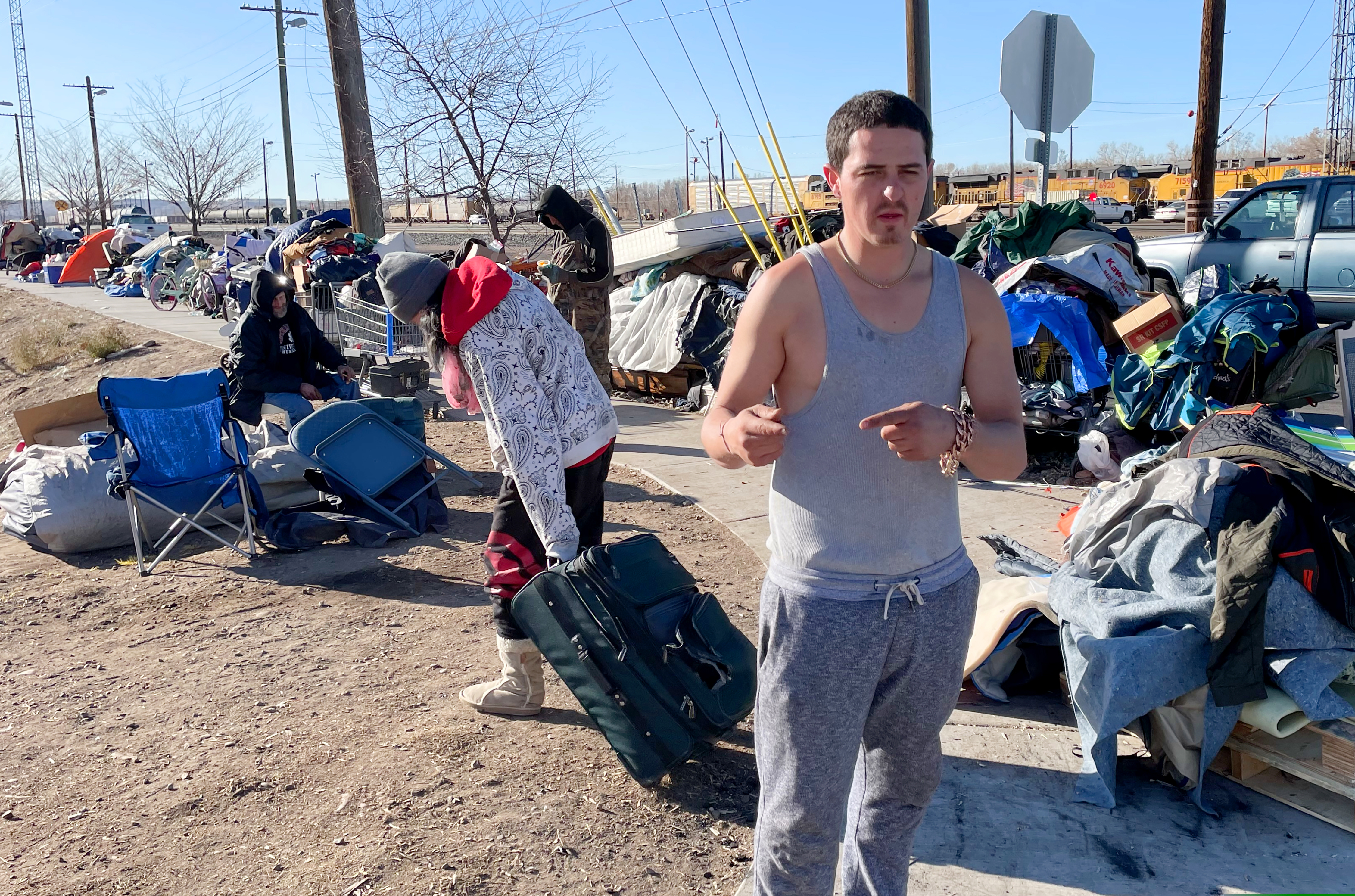 (Tim Vandenack | Standard-Examiner via AP) Jacob Garcia-Rader, resident of a tent city encampment on 33rd Street, speaks Tuesday, Dec. 1, 2020, in Ogden.