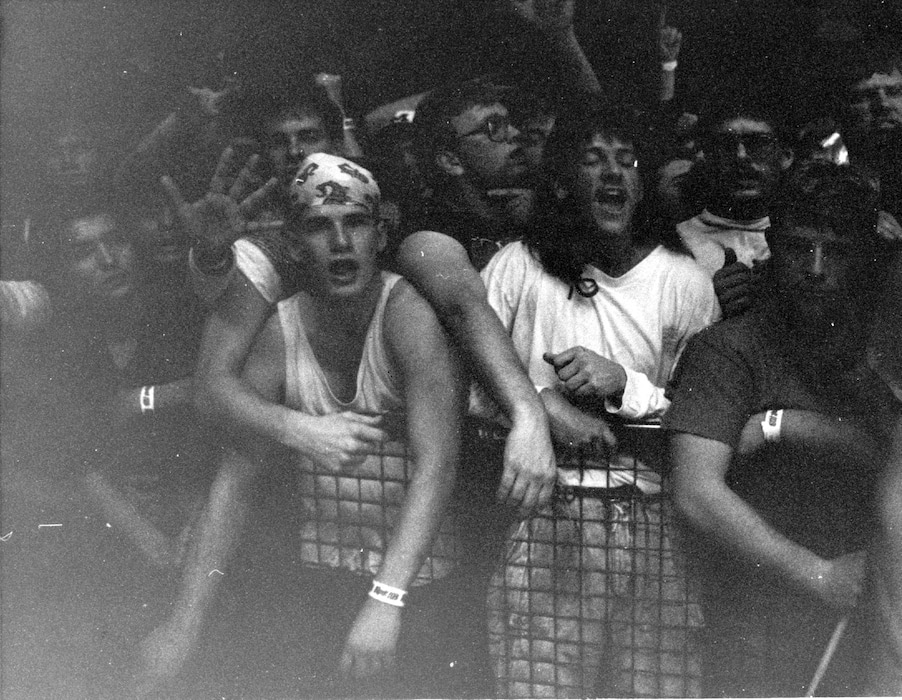 (Rick Egan  |  The Salt Lake Tribune) Fans packed together at an AC/DC concert at the Salt Palace on Jan. 18, 1991. Three people were killed when they were trampled by the crowd during the general admission seating concert.