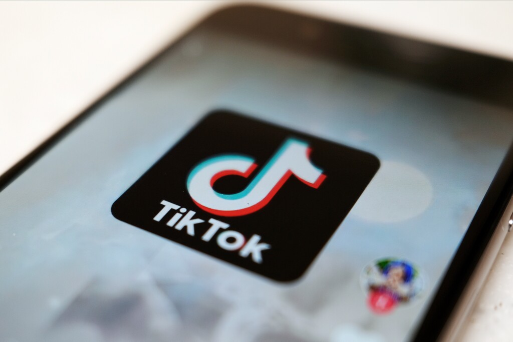 (Kiichiro Sato | AP file photo) The TikTok logo is displayed on a smartphone screen in Tokyo on Monday, Sept. 28, 2020. A recently released BYU study has found that teenage girls who spend more time on social media — including apps like TikTok — are at a higher risk of suicide.