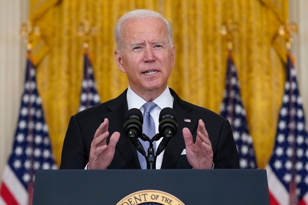 (AP Photo/Evan Vucci) President Joe Biden speaks about Afghanistan from the East Room of the White House, Monday, Aug. 16, 2021, in Washington.