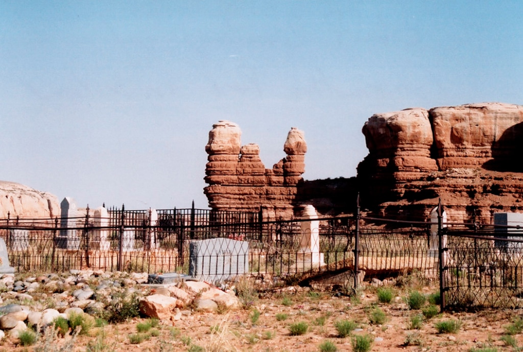 (Tribune file photo)  Locomotive Rock with Bluff Cemetery, Bluff, UT.