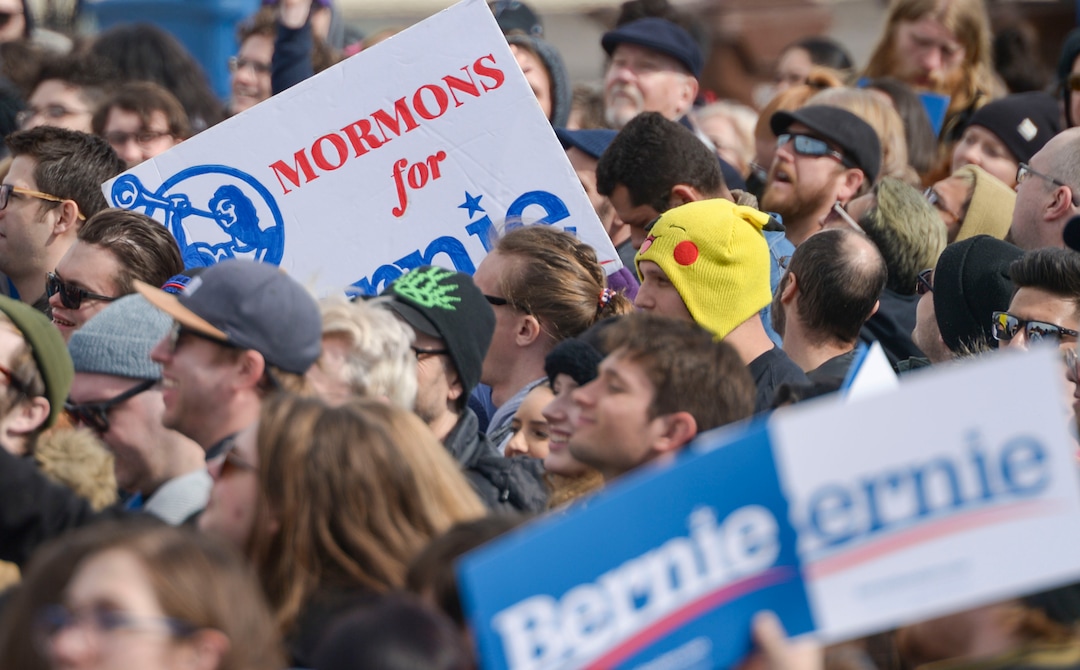 (Leah Hogsten  |  The Salt Lake Tribune) Vermont Sen. Bernie Sanders holds a rally at Utah State Fairpark, Mar. 2, 2020, one day before UtahÕs Super Tuesday primary.