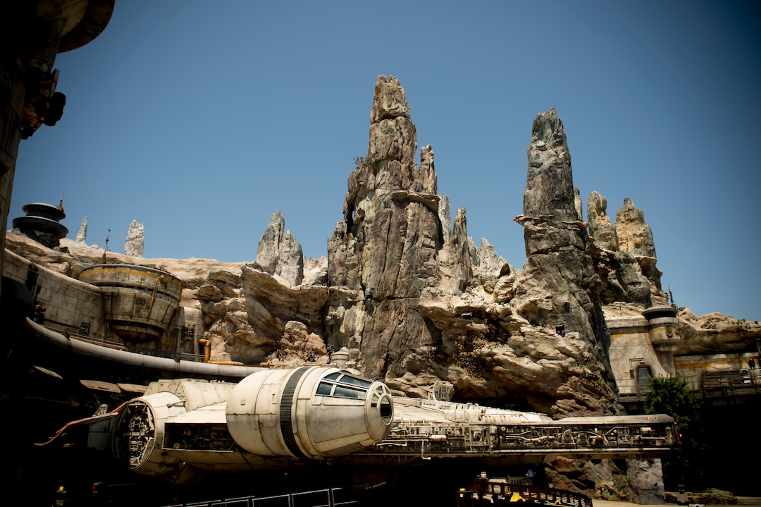 (Jeremy Harmon  |  The Salt Lake Tribune) The Millennium Falcon is docked at Black Spire Outpost at Star Wars: Galaxy's Edge in Anaheim, Ca. on Wednesday, May 29, 2019.