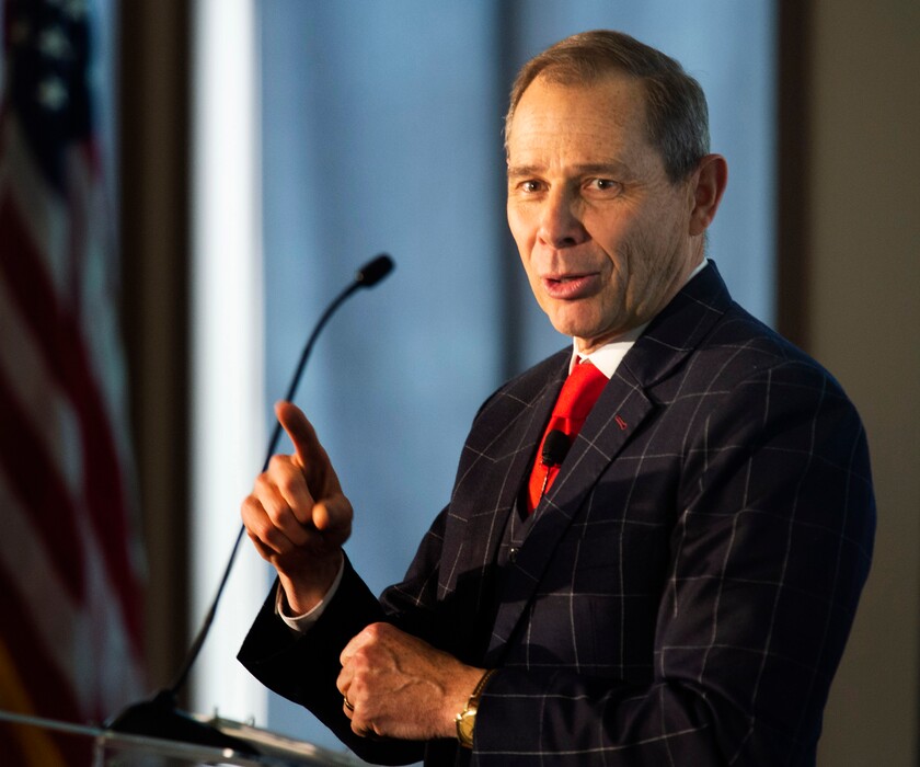 (Rick Egan | Tribune file photo) Congressman John Curtis, R-Utah, speaks at Thanksgiving Point on April 5, 2019.