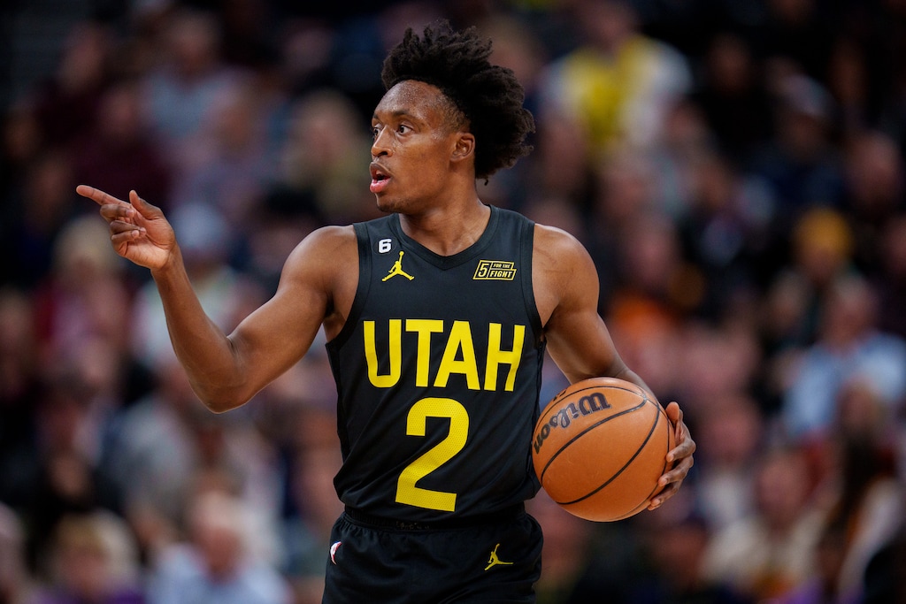 (Trent Nelson  |  The Salt Lake Tribune) Utah Jazz guard Collin Sexton (2) as the Utah Jazz host the New York Knicks, NBA basketball in Salt Lake City on Tuesday, Nov. 15, 2022.