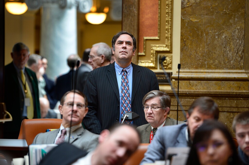 (Scott Sommerdorf | Tribune file photo)
Rep. Brian King, D-Salt Lake City, watches the vote on HB338 - Election Amendments - in the Utah House of Representatives, March 7, 2018.