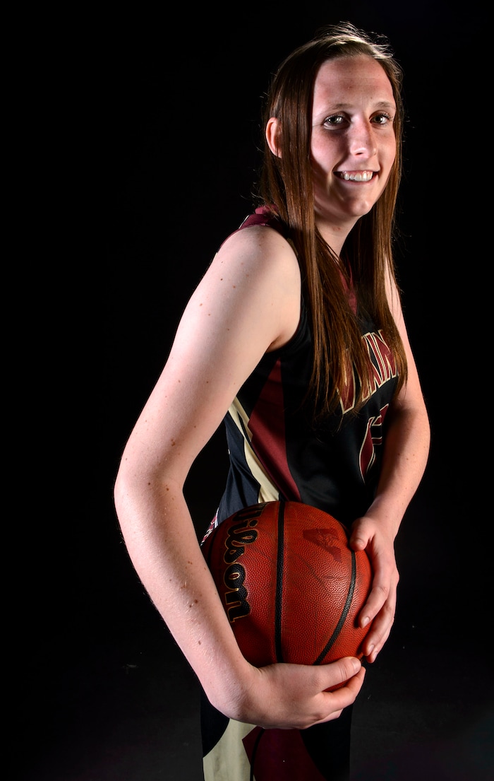 (Steve Griffin  |  The Salt Lake Tribune)  Prep basketball Mercedes Staples, Viewmont, in the Salt Lake Tribune studio in Salt Lake City Tuesday April 10, 2018.