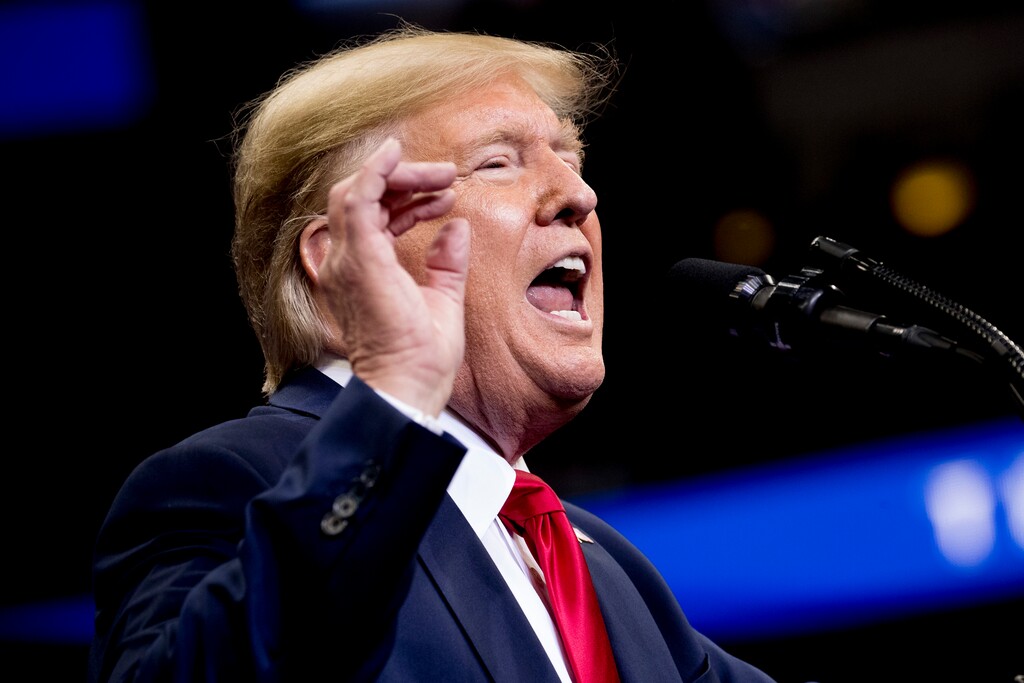 (Andrew Harnik | AP file photo)  President Donald Trump speaks at a campaign rally at American Airlines Arena in Dallas, Texas, Thursday, Oct. 17, 2019.