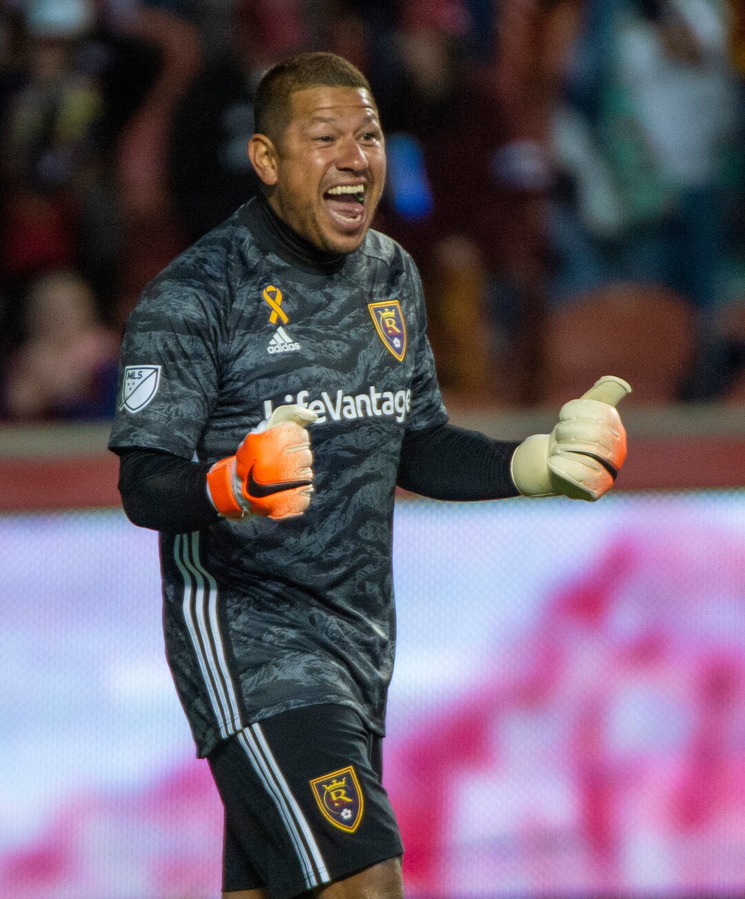 (Rick Egan  |  The Salt Lake Tribune)      Real Salt Lake goalkeeper Nick Rimando (18) reacts as Real Salt Lake defeats the Houston Dynamo 2-1 in his last regular season home game, in MLS soccer action, at Rio Tinto Stadium, Sunday, Sept. 29, 2019.