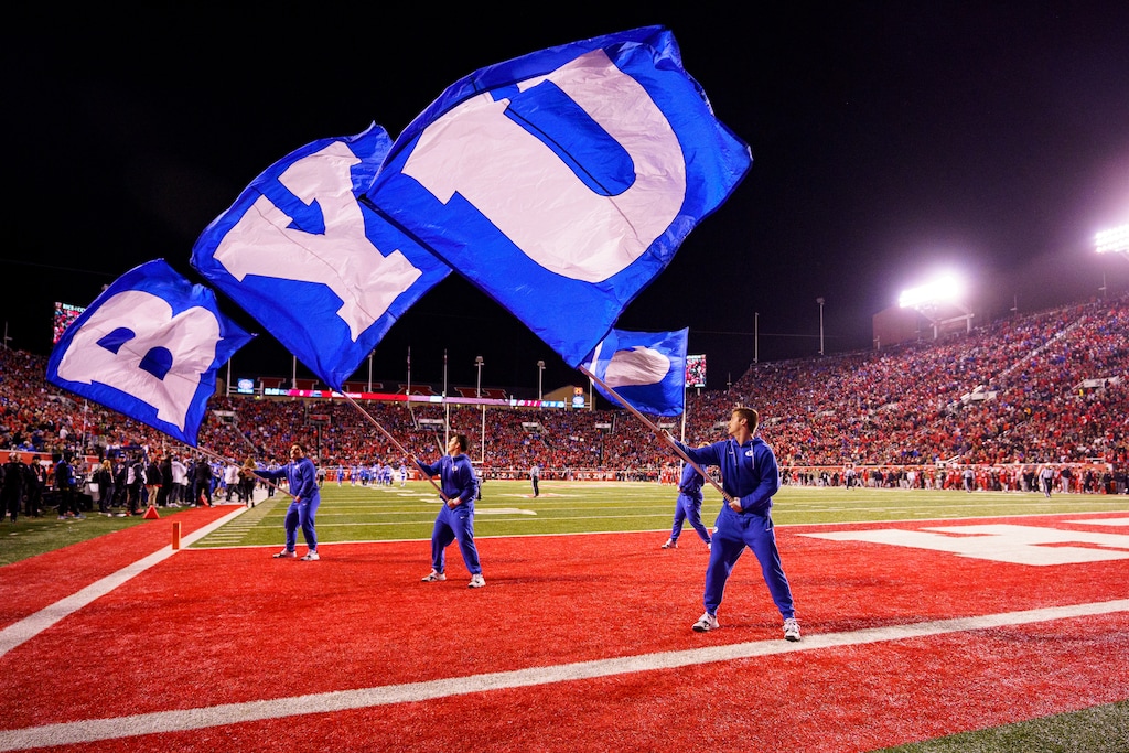 (Trent Nelson  |  The Salt Lake Tribune) Utah hosts BYU, NCAA football in Salt Lake City on Saturday, Nov. 9, 2024.