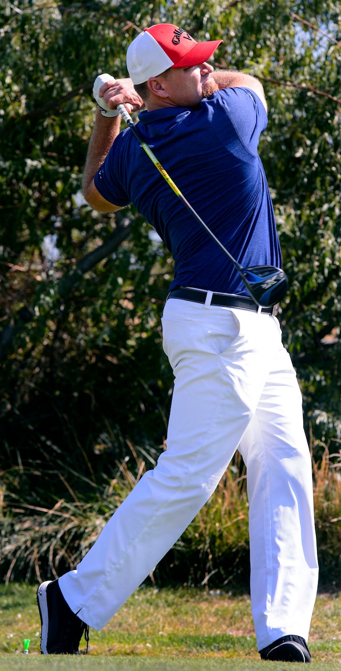 (Steve Griffin | The Salt Lake Tribune) Ryan Reisbeck is the world's No. 1-ranked Long Driver and is preparing for the upcoming World Championship. He was photographed here on the 13th hole during a corporate event at River Oaks Golf Course in Sandy Thursday August 17, 2017.