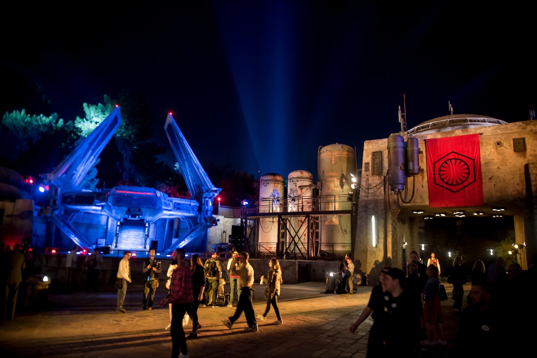 (Jeremy Harmon  |  The Salt Lake Tribune) Visitors look at the First Order landing pad at Star Wars: Galaxy's Edge in Anaheim, Ca. on Wednesday, May 29, 2019.