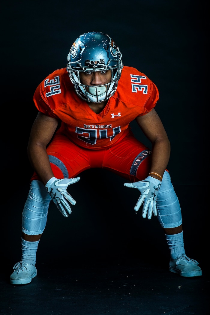 (Chris Detrick | The Salt Lake Tribune) Skyridge's Blayden Togiai poses for a portrait Friday, December 15, 2017.