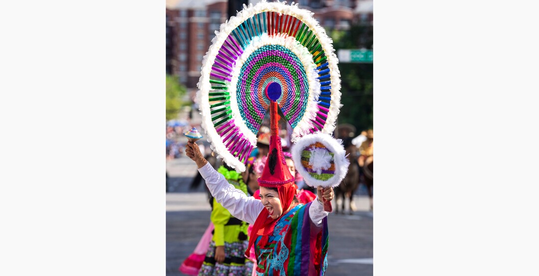 (Rick Egan | The Salt Lake Tribune) Paola Sepulveda dances with the Consolate of Mexico in Salt Lake City, in the Days of '47 Parade in Salt Lake City, on Friday, July 23, 2021.