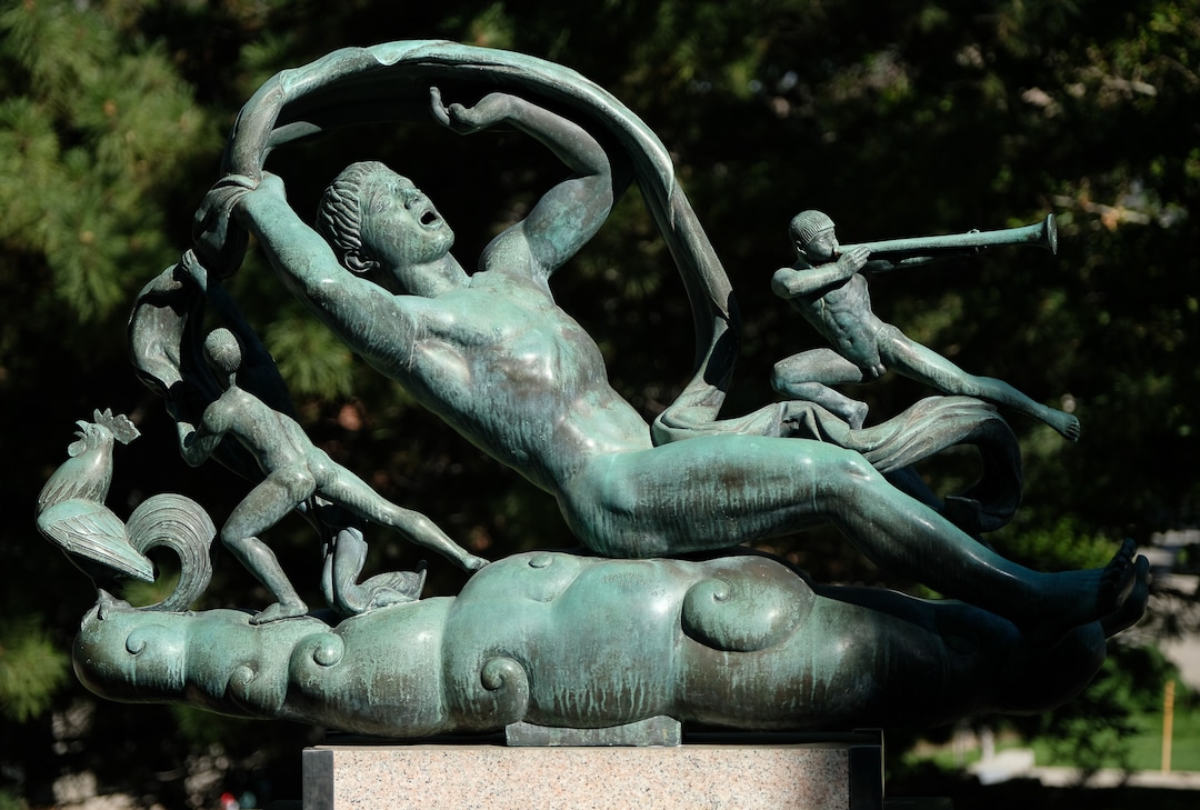(Francisco Kjolseth  |  The Salt Lake Tribune)  A bronze sculpture by Paul Manship entitled The Moods of Time: Morning, 1938, welcomes visitors to the Utah Museum of Fine Arts as it officially reopens with a media unveiling Friday after 19 months of being closed for building renovations and a "reimagining" of the gallery spaces.