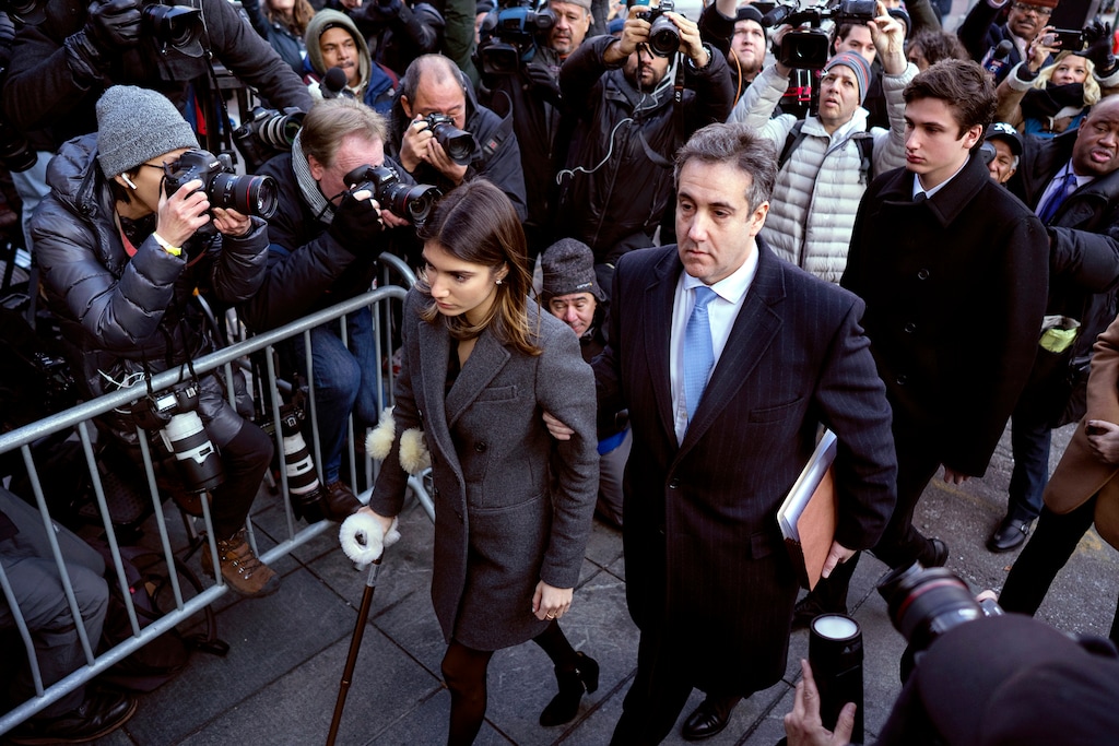 (Craig Ruttle  |  AP file photo) In this Dec. 12, 2018, file photo, Michael Cohen, center, President Donald Trump's former lawyer, accompanied by his children Samantha, left, and Jake, right, arrives at federal court for his sentencing in New York. A judge confirmed in a court filing Thursday, Feb. 7, 2019, that federal prosecutors in New York are still investigating campaign finance crimes committed when President Donald Trump's former lawyer, Michael Cohen, paid two women to stay silent about alleged affairs with Trump.