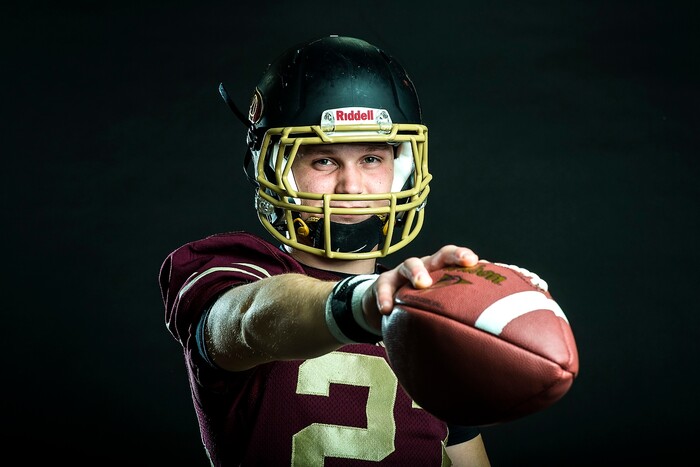 (Chris Detrick | The Salt Lake Tribune) Lone Peak's Andrew Ostler poses for a portrait Friday, December 15, 2017.
