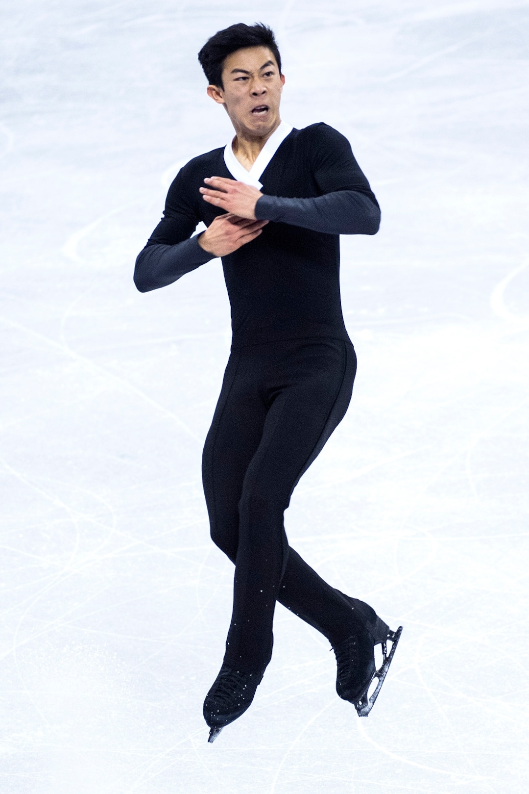 (Chris Detrick  |  The Salt Lake Tribune)  Salt Lake City's Nathan Chen competes in the Men Single Skating Free Skating at Gangneung Ice Arena during the Pyeongchang 2018 Winter Olympics Saturday, Feb. 17, 2018. Chen landed a record six quadruple jumps, scoring 215.08.