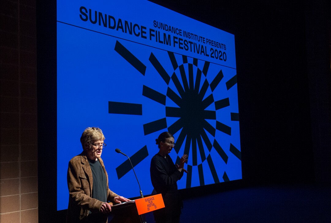 (Rick Egan  |  The Salt Lake Tribune)     Robert Redford welcomes the audience to Opening night film of the 2020 Sundance Film Festival, "Crip Camp", at the Eccles Theatre in Park City, Thursday, Jan. 23, 2020.