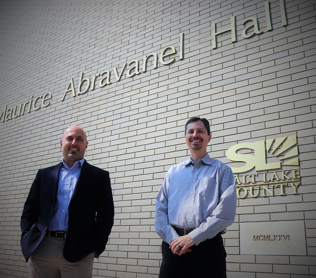 (Photo courtesy of the University of Utah) Tony Saad, left, and James Sutherland, chemical engineers at the University of Utah, applied their research in "computational fluid dynamics" to create computer models of airflow on the stages of Abravanel Hall and the Capitol Theatre. The research is helping organizations make performance spaces safer amid the COVID-19 pandemic.