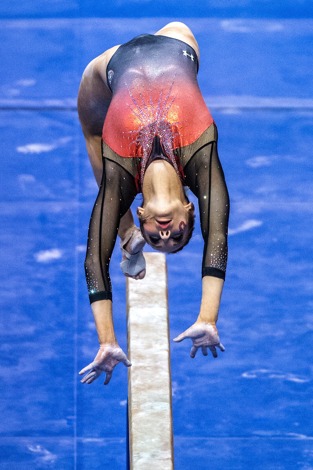 Chris Detrick  |  The Salt Lake TribuneUtah's Mykayla Skinner competes on the beam during the gymnastics meet against Brigham Young University at the Marriott Center Friday January 13, 2017. 