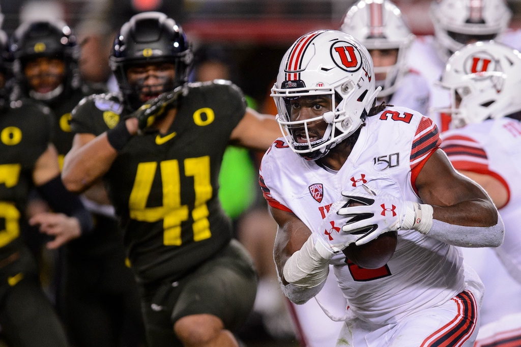 (Trent Nelson  |  The Salt Lake Tribune) Utah running back Zack Moss (2), shown against Oregon in the Pac-12 championship last Friday, was named the conference's Offensive Player of the Year.