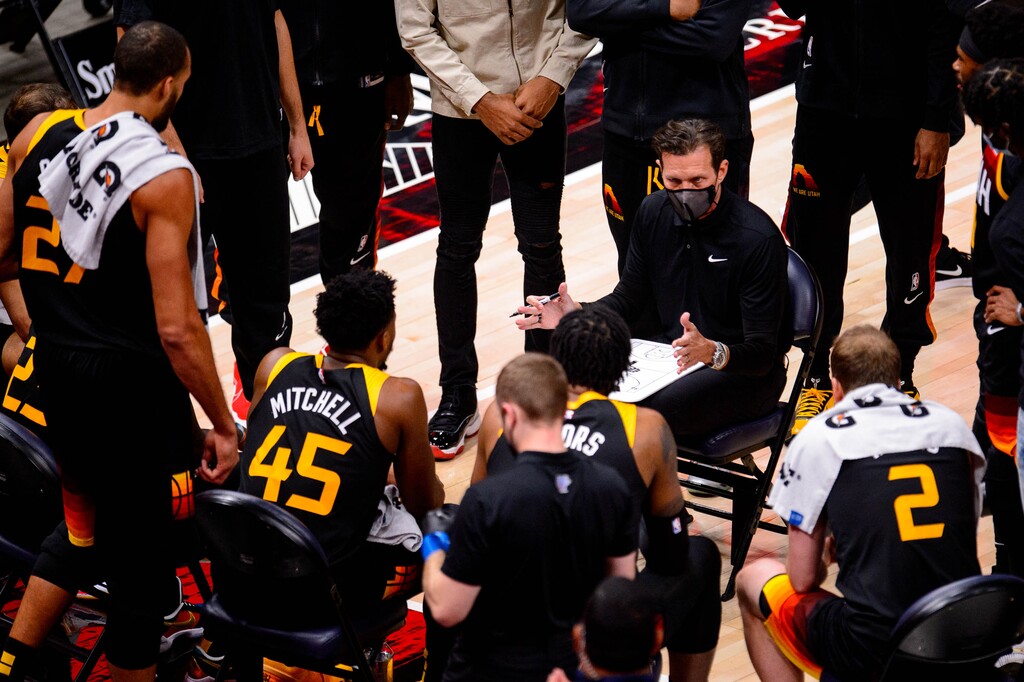 (Trent Nelson  |  The Salt Lake Tribune) Jazz coach Quin Snyder as the Utah Jazz host the Minnesota Timberwolves, NBA basketball in Salt Lake City on Saturday, Dec. 26, 2020.