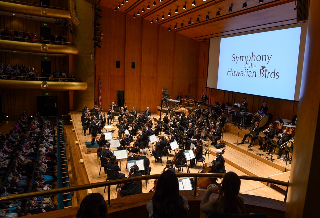 (Leah Hogsten  |  The Salt Lake Tribune)  The Utah Symphony performs Firebird by Igor Stravinsky during a presentation of Symphony of the Hawaiian Birds for 2,475 5th graders from the Wasatch Front.