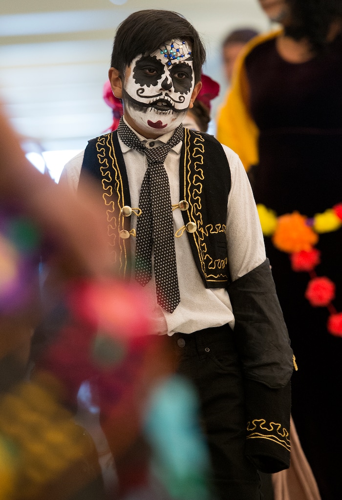 (Leah Hogsten | The Salt Lake Tribune) A costume contestant at the Day of the Dead festival Saturday, October 21, 2017 at the Capitol.