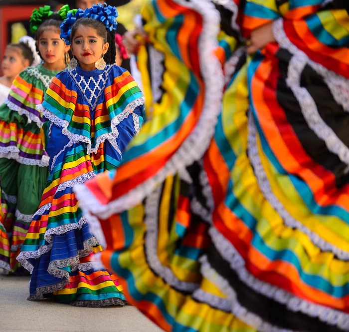 (Trent Nelson | The Salt Lake Tribune)
Dancers in the third annual Hispanic Heritage Parade and Street Festival in Salt Lake City, Saturday Sept. 22, 2018.