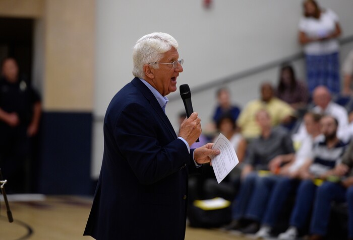 (Scott Sommerdorf   |  The Salt Lake Tribune)   
Congressman Rob Bishop during his town hall meeting held at Layton Christian Academy in Layton, Utah, Friday, August 25, 2017.